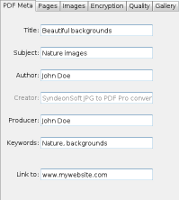 General PDF Settings in JPG to PDF Pro.